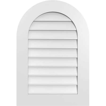 Ekena Millwork Round Top Surface Mount PVC Gable Vent: Non-Functional, w/ 3-1/2"W x 1"P Standard Frame, 22"W x 32"H GVPRT22X3201SN